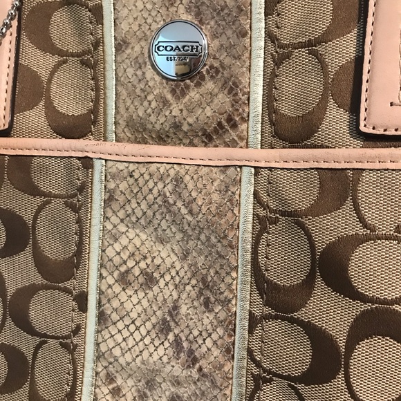 EUC Coach Signature Python Stripe Tote Purse Bag - Picture 3 of 8